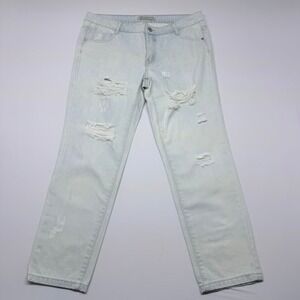I & M Jeans Womens 13 Light Wash Distressed Straight Leg Denim Blue